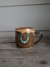 Load image into Gallery viewer, #8 Brown &amp; Yellow Mug - Green Horseshoe
