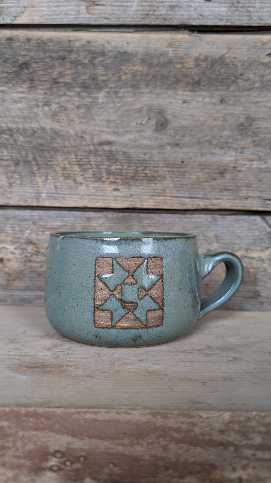 #232- Green Quilt Block Mug